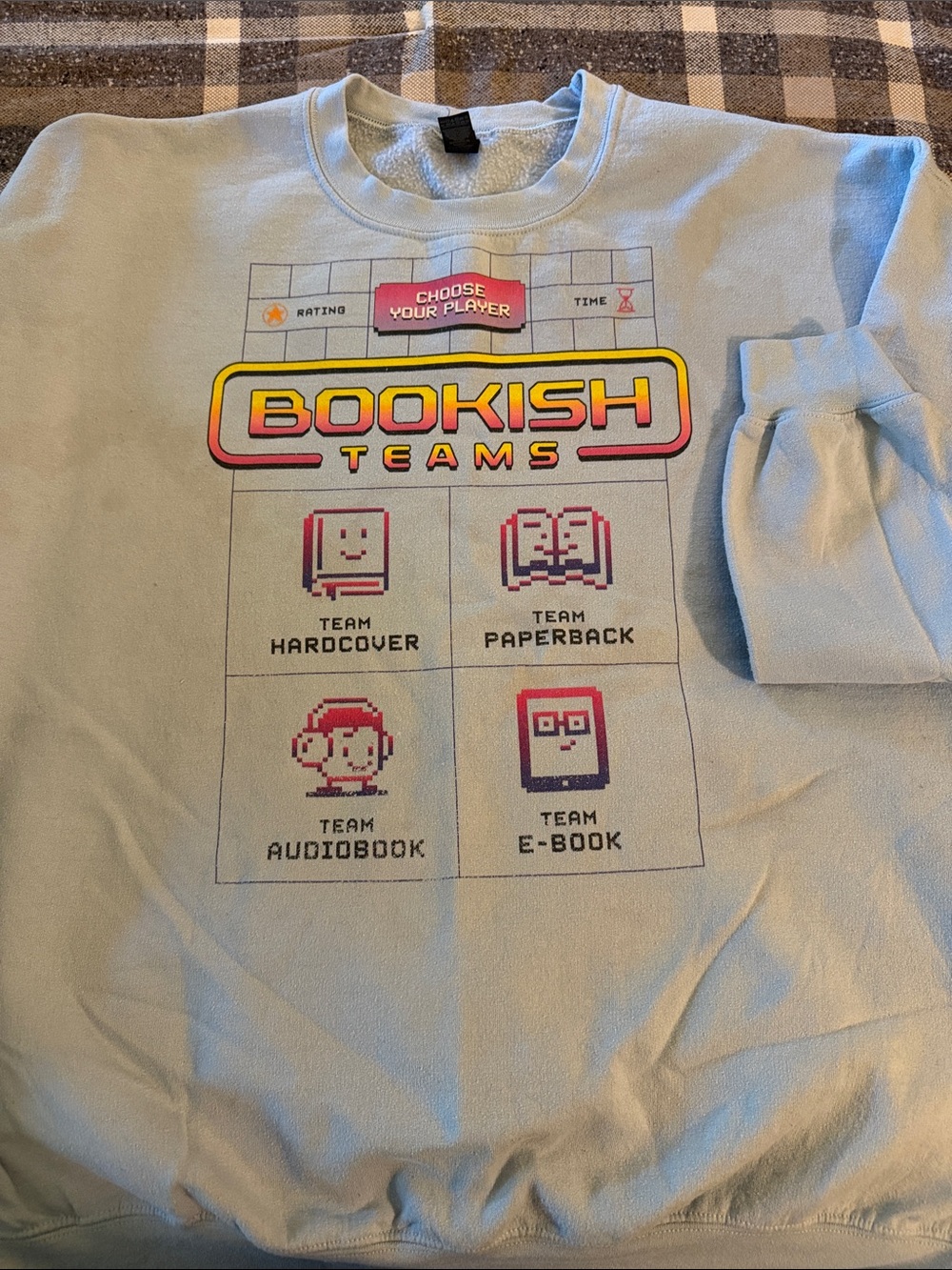 Bookish Teams Graphic Sweatshirt - Light Blue